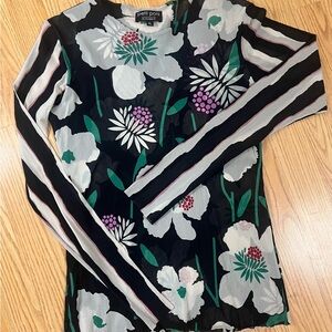 Petit Pois Floral Long Sleeve Mesh Top